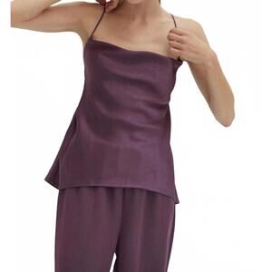 NEW CRESCENT emberly cowl neck satin top in fig